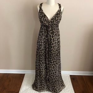 Silk Leopard Print Maxi Dress